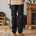thumbnail image 5 of Work Pants For Men Retro Trend Versatile Plus Size Loose Straight Leg Casual Pants for Construction, Outdoor and Workwear,Black,L, 5 of 5