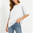 thumbnail image 4 of HOMBOM Short Sleeve Shirts for Women Pullover White Spring Solid Color Loose Young Womens T Shirts Crew Neck, 4 of 6