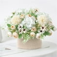 thumbnail image 3 of Artificial Flowers Bouquet Fake Peony Silk Hydrangea Wildflowers Arrangements with Stems for Wedding Home Centerpieces Decor (Light Yellow), 3 of 3