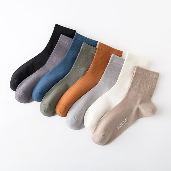 GANGTU Men's Business Casual Dress Socks, 8-Pack Breathable Combed Cotton Crew Socks with Seamless Toe and Reinforced Heel & Toe, Size 6-12