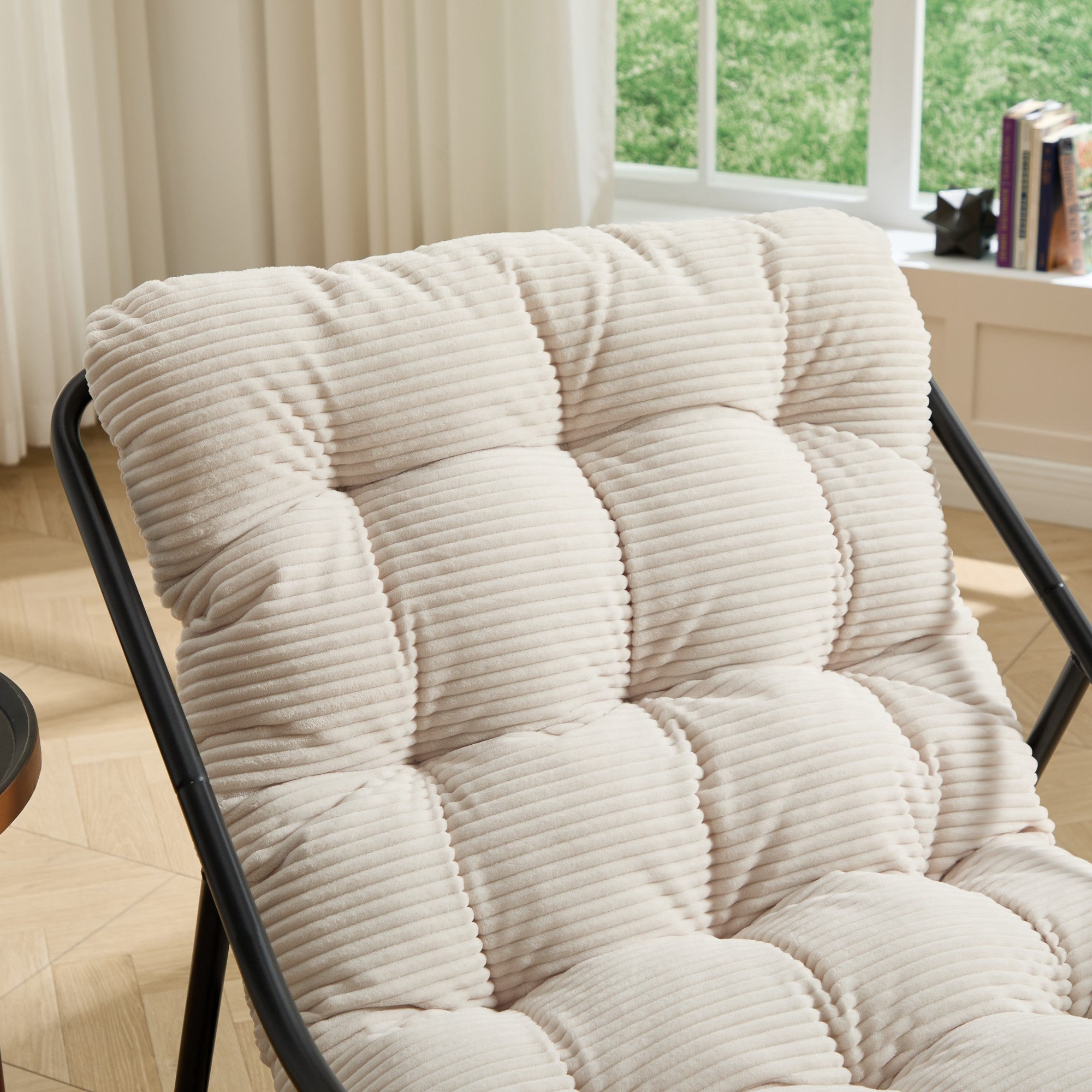 Sailvan Outdoor Rocking Chair with Thick Cushion,Adjustable Metal Patio Rocker for Porch,and Living Room White