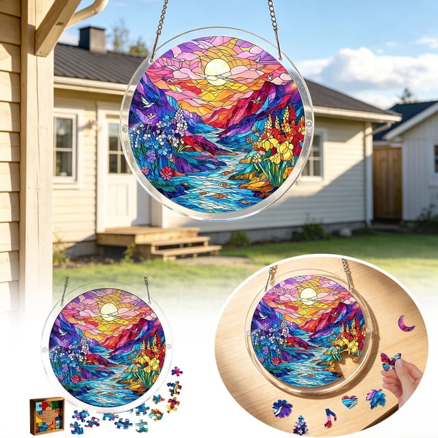 Outdor Acrylic Puzzles Window Hanging 7.4 Inch Acrylic Puzzles Garden For Mom Birthday Home