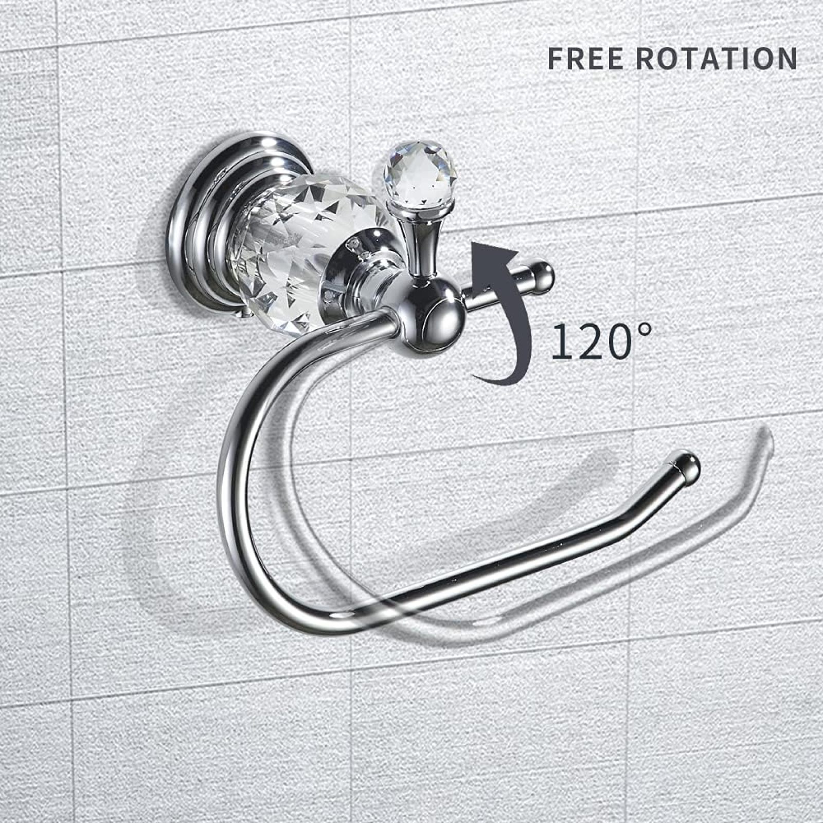 SQDWYGUO WOLIBEER Crystal Toilet Paper Holder, Polished Chrome Tissue Paper Holder Silver Bathroom Toilet Roll Hanger Wall Mounted Brass,6.3in*2.46in