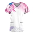 thumbnail image 4 of Kayannuo Print Nursing Uniforms Scrub for Women Short Sleeves Women Scrubs Tops Women's Fashion V-Neck Tops Working Uniform Printing With Pocket Blouse Tops, 4 of 4