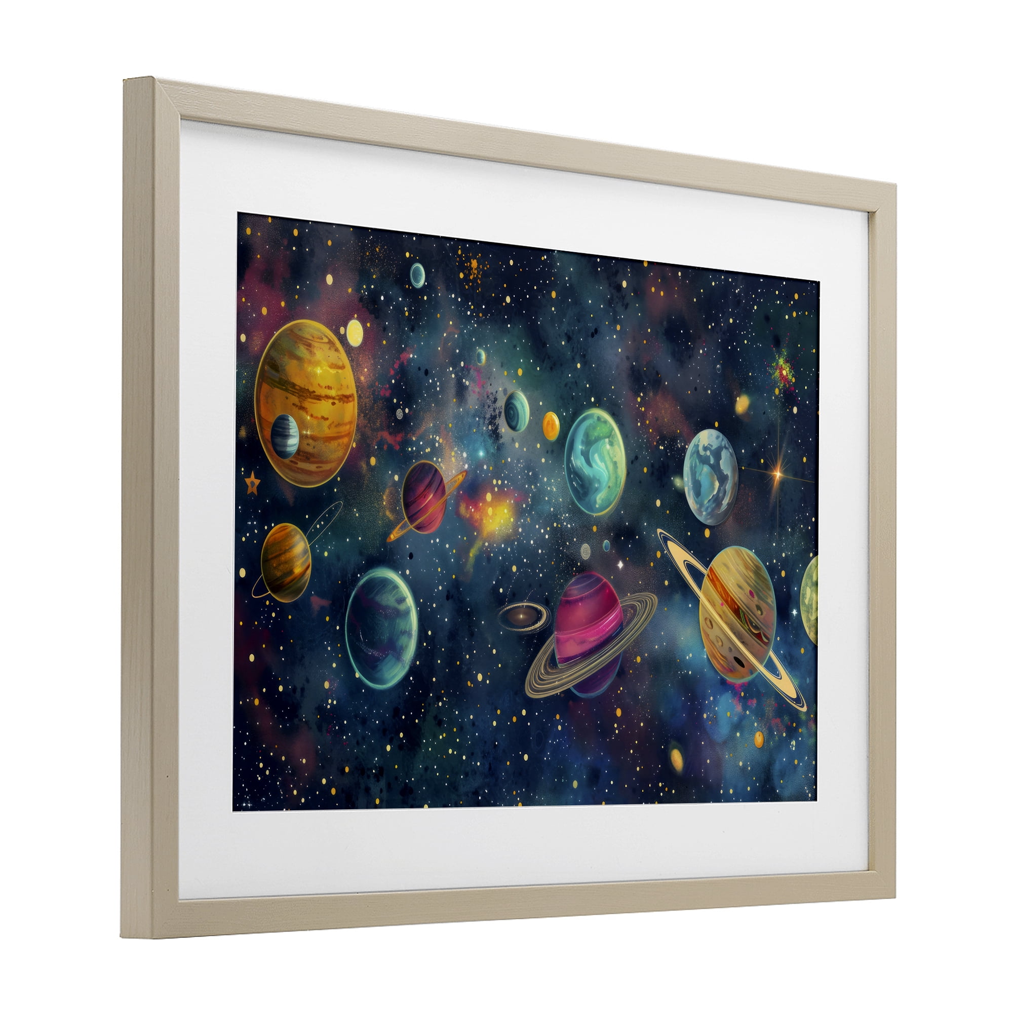 Stupell Industries Celestial Planetary Parade Birch Framed Print Under Glass, design by Creative Studio