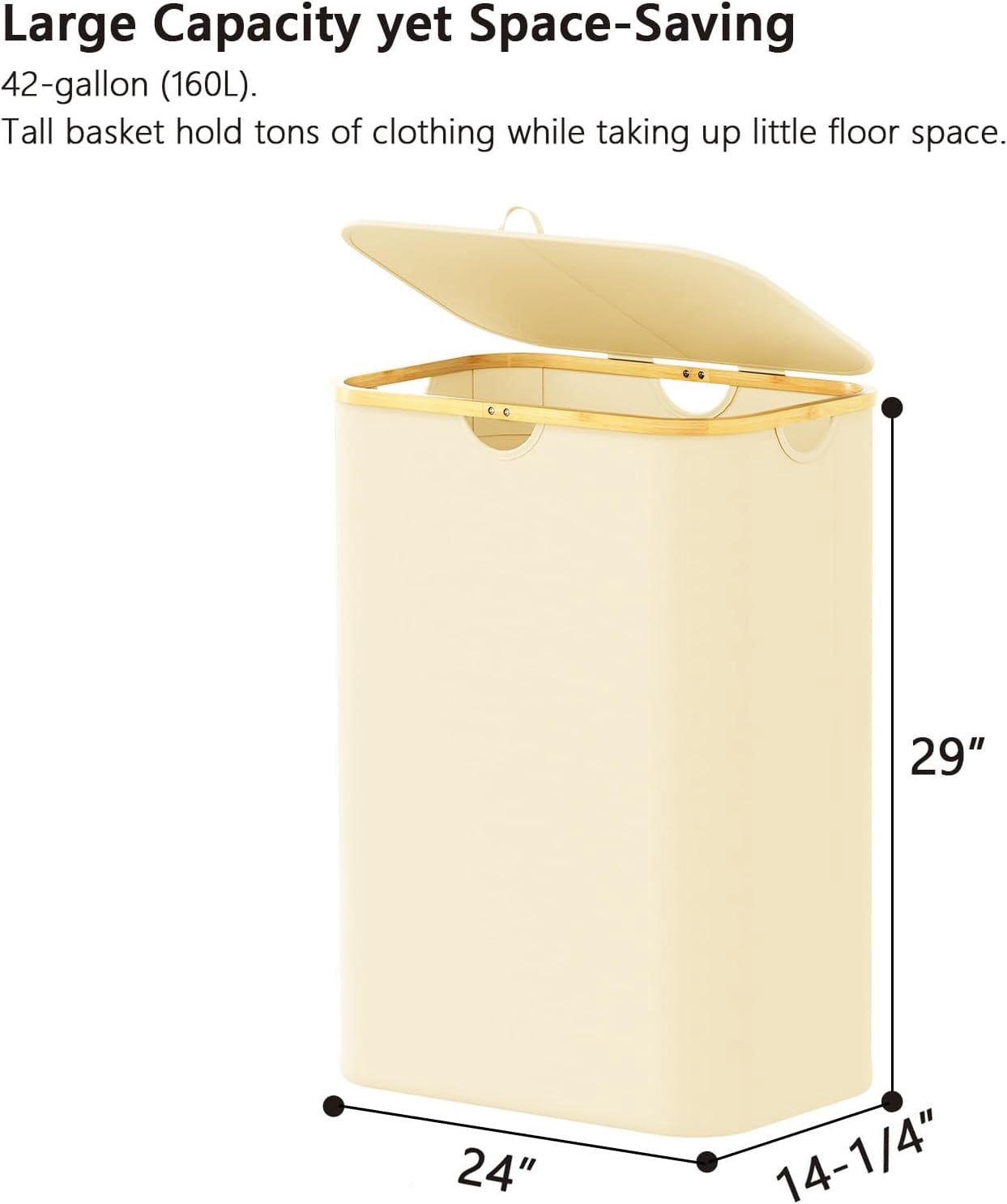 SpaceAid Double Laundry Hamper 2 Section with Lid and Removable Laundry Bags, 160L Clothes Basket, Beige