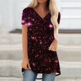 thumbnail image 2 of Mujeres de Manga Larga Superior, Estampado Corto Delantero Larga Espalda Raglan Cuello en V Camiseta de Manga Corta, Casual, 2 of 9
