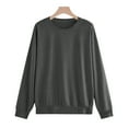 thumbnail image 4 of Timegard Crewneck Sweatshirts for Women Solid Color Loose Comfy Pullover Fall Fashion Long Sleeve Tops, 4 of 8