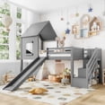 thumbnail image 4 of Luckynote Twin Loft Bed, House Design with Slide, Stairs, Storage Cabinets, Removable Desk, Space-Saving for Small Rooms, Gray, 4 of 14