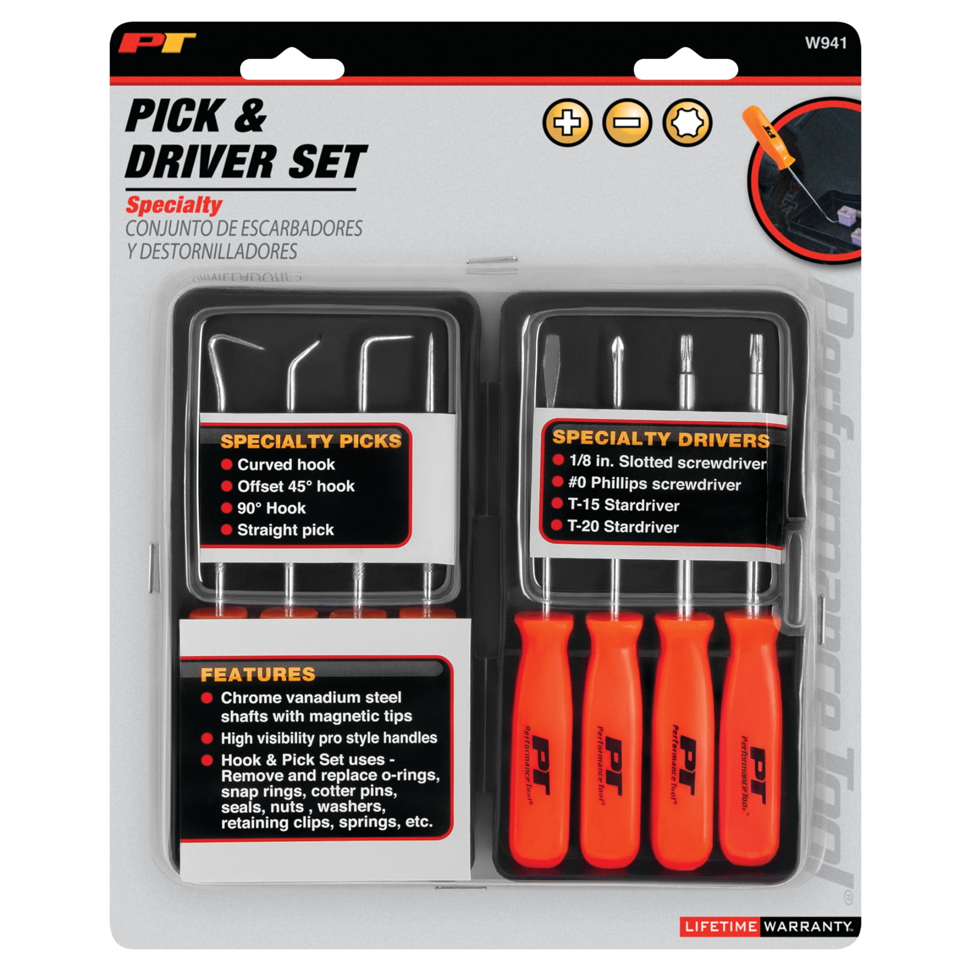 Performance Tool W941 8-Piece Specialty Pick/Driver Set, Precision