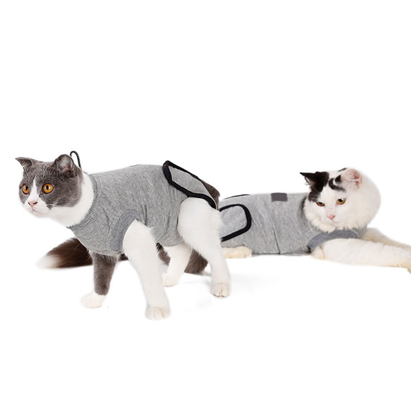 Kismaple Cat Recovery Suit for Abdominal Wounds Surgical Skin Diseases Anti-Licking Cotton Breathable Vest E-Collar Alternative for Cats After Surgery Wear