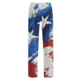 thumbnail image 5 of Women's Comfy Casual Pajama Pants Patriotic Print Drawstring Palazzo Lounge Pants Wide Leg 4th of July, 5 of 6