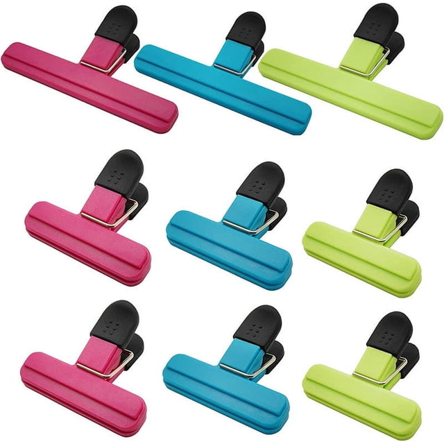 9 pinzas para bolsitas, pinzas para cerrar bolsas de comida para embalaje de cocina, colores variados