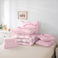 thumbnail image 5 of Manfei Bowknot Monogrammed C Bedding Comforter Set 7pcs, Cartoon Pink Initial Letter King Bedding Sets, Cute Princess Style Reversible Bed Sheets, Lightweight Room Decor, 5 of 7
