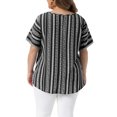 thumbnail image 3 of Agnes Orinda Women's Plus Size Top Crew Neck Short Sleeve Striped Blouse Dressy Casual Fashion T-shirt 2X Black, 3 of 6