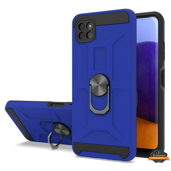 For Samsung Galaxy A22 5G Hybrid Ring Stand [360° Rotatable Ring Holder Magnetic Kickstand] Armor Shockproof Rubber TPU Hard Phone Case Cover by Xpression [Blue]