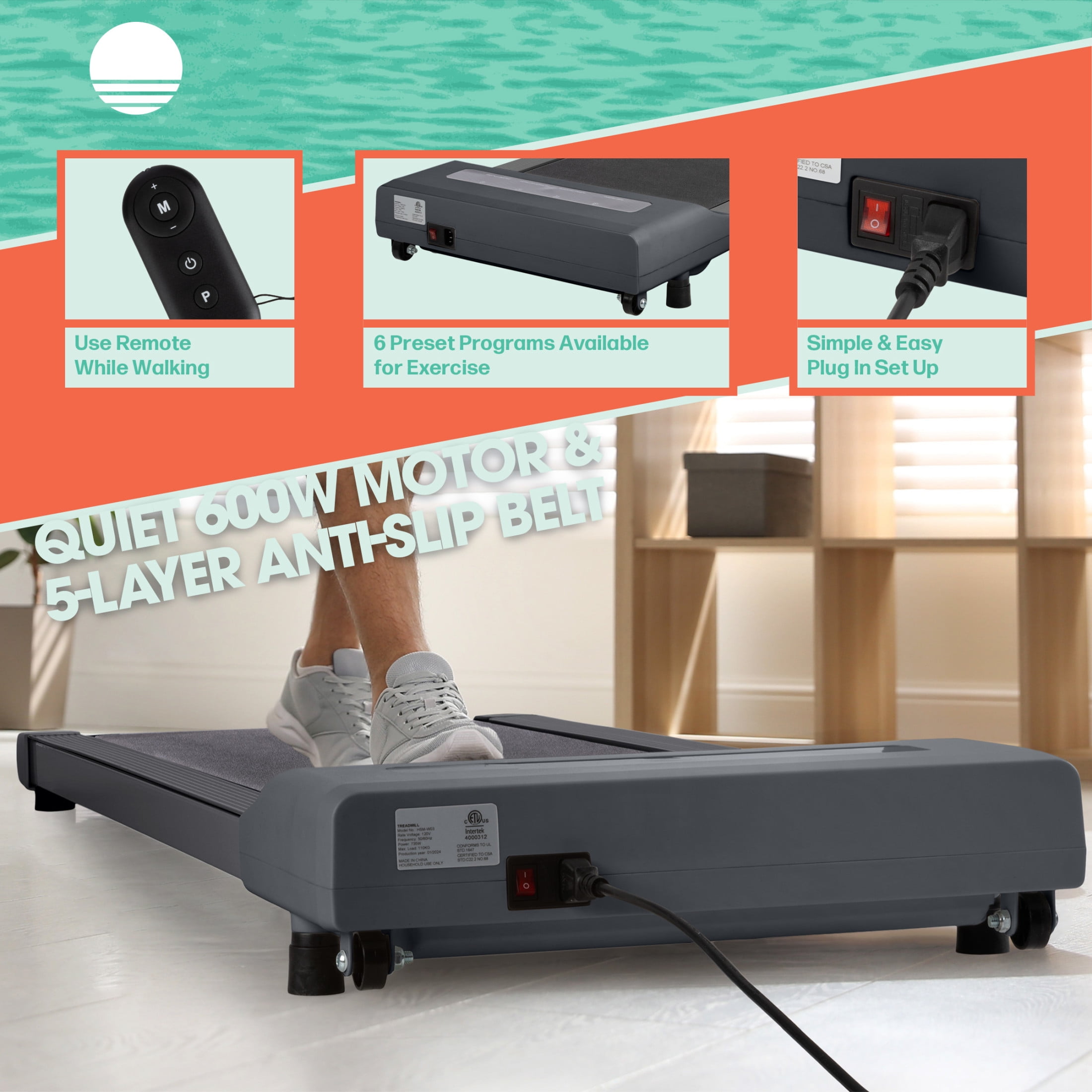 RAD Sportz Walking Pad - Portable Under Desk Treadmill, Gray