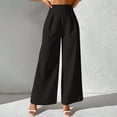 thumbnail image 4 of Fengqque Women's Elastic Waist Loose Wide Leg Pants High Waisted Business Casual Dress Pants Black S(S), 4 of 9