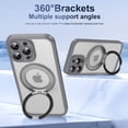 thumbnail image 5 of Dteck Magnetic Case for iPhone 16 Pro Max,Shockproof Matte PC+TPU Case Compatible with MagSafe – 360° Rotatable Kickstand Back Cover Built-in with Smart Buttons for iPhone 16 Pro Max,Gray, 5 of 9