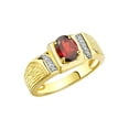 thumbnail image 3 of Rylos 925 Yellow Gold Plated Silver Classic 8X6MM Oval Garnet & Sparkling Diamond Ring - Birthstone Jewelry for Men -Size 8, 3 of 7