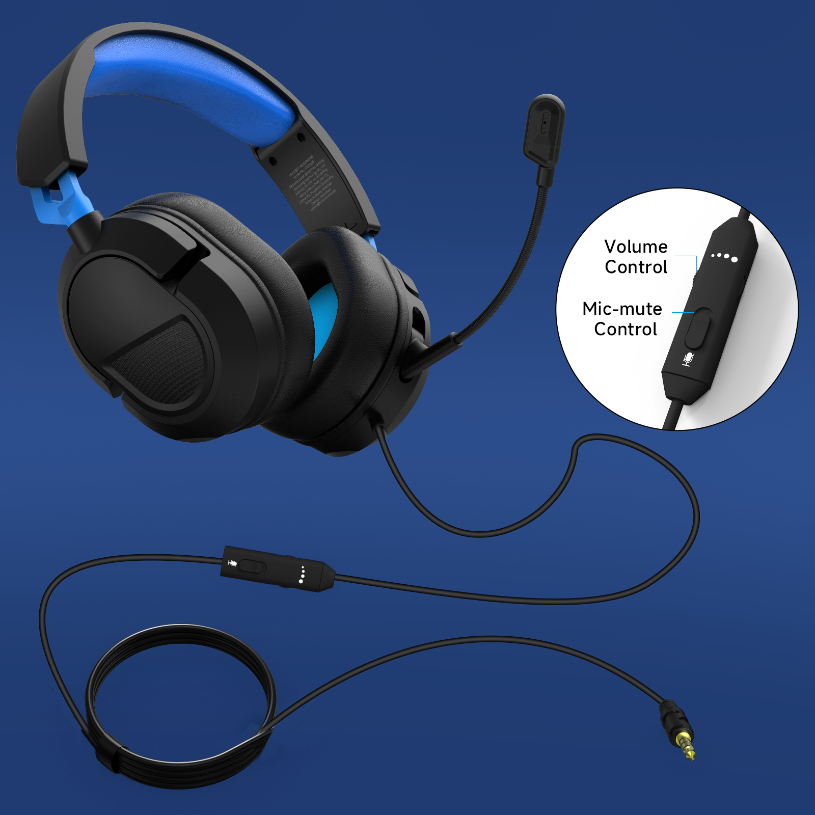 FONHAID Wired Gaming Headset for PC, PS5, Xbox, Switch, Black & Blue photo 4
