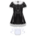 thumbnail image 5 of Vestido de sirvienta Sissy de línea A con encaje y volantes para hombre, de charol, trajes de cosplay, vestido de sirvienta con delantal, cuello de muñeca, mangas abullonadas, 5 of 5