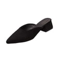 thumbnail image 2 of ZunFeo Womens Block Heel Mules Slip On - Pointed Toe Velvet Low Heel Shoes for Women - Comfortable Casual & Business Black US 5.5-9,Size 6, 2 of 9