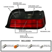Spec-D Tuning Red Smoke Lens Tail Lights Compatible with 1992-1998 BMW E36 3-Series 4 Door Sedan, Left + Right Pair Assembly