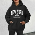 thumbnail image 2 of Bibifish Hoodies For Women New York City Letter Print Hoodies Long Sleeve Drawstring Hoodies Oversized Fleece Pockets Tops, 2 of 4
