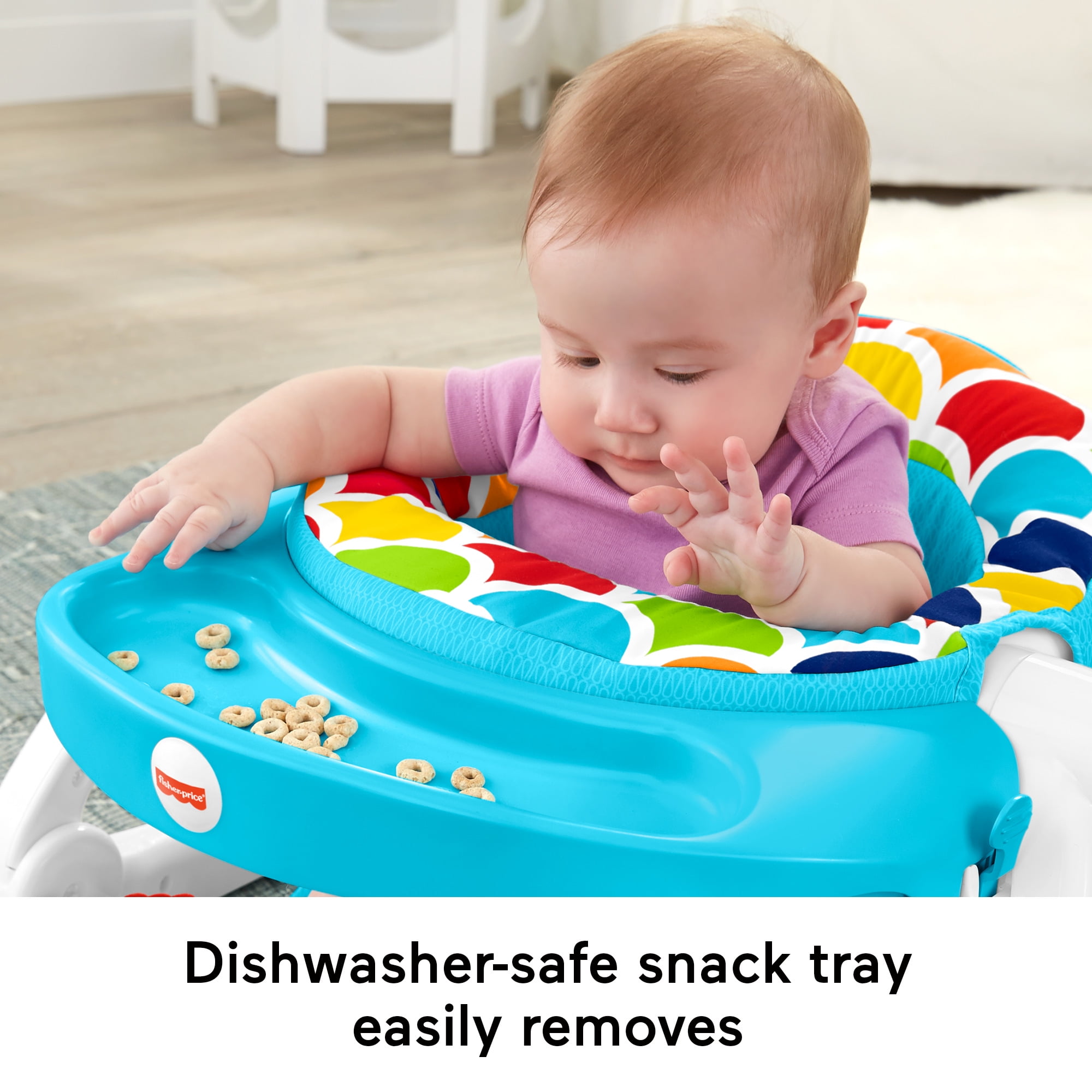 Fisher-Price Deluxe Sit-Me-up Floor Seat Infant Chair with Feeding Tray and Toys, Happy Hills