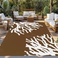 thumbnail image 2 of Coral Brown Outdoor Rug 5x8 Ft - Reversible Patio Rug Outdoor Camping Rugs, White Coastal Ocean Marine Nautical Beach Washable Indoor Outdoor Area Rugs, Non-Slip Outdoor Carpet Runner for Deck/Porch, 2 of 8