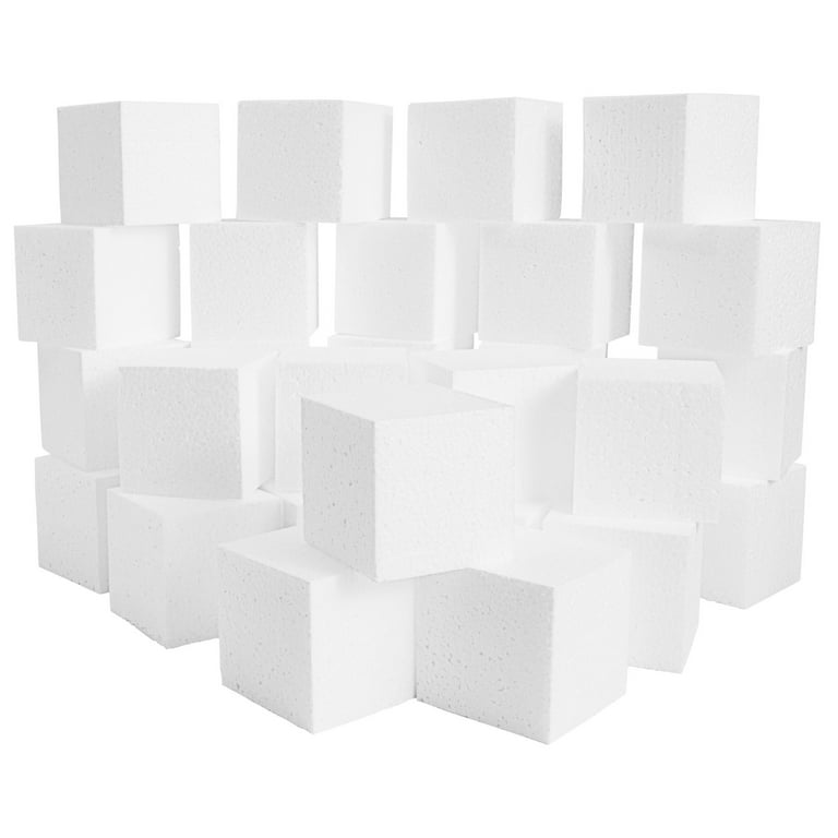 30 Pack Foam Craft Blocks for Modeling, 3 Inch Mini Square Cubes for  Sculpting, School Projects (White Polystrene) 