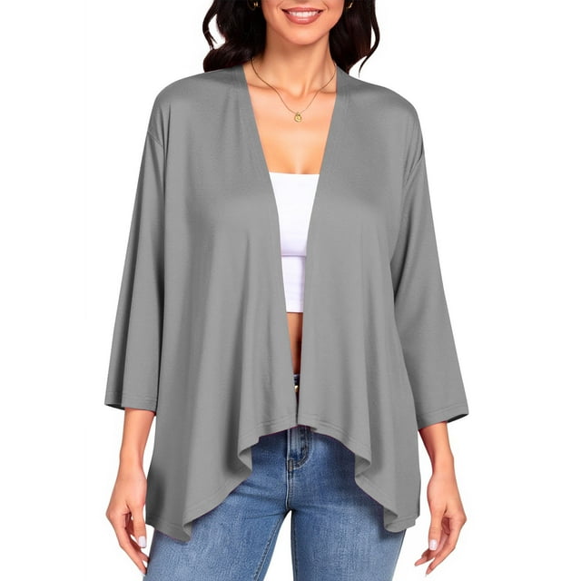 Gpaecead Women's Classic Long Sleeve Cardigan Casual Open Front Solid Loose Cardigans