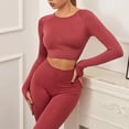 thumbnail image 4 of Tops de manga larga para Yoga, mallas, ropa de gimnasio para mujer, conjuntos de traje de Yoga, conjunto de dos piezas, conjunto deportivo de gimnasio barato de alta gama para mujer, 4 of 5