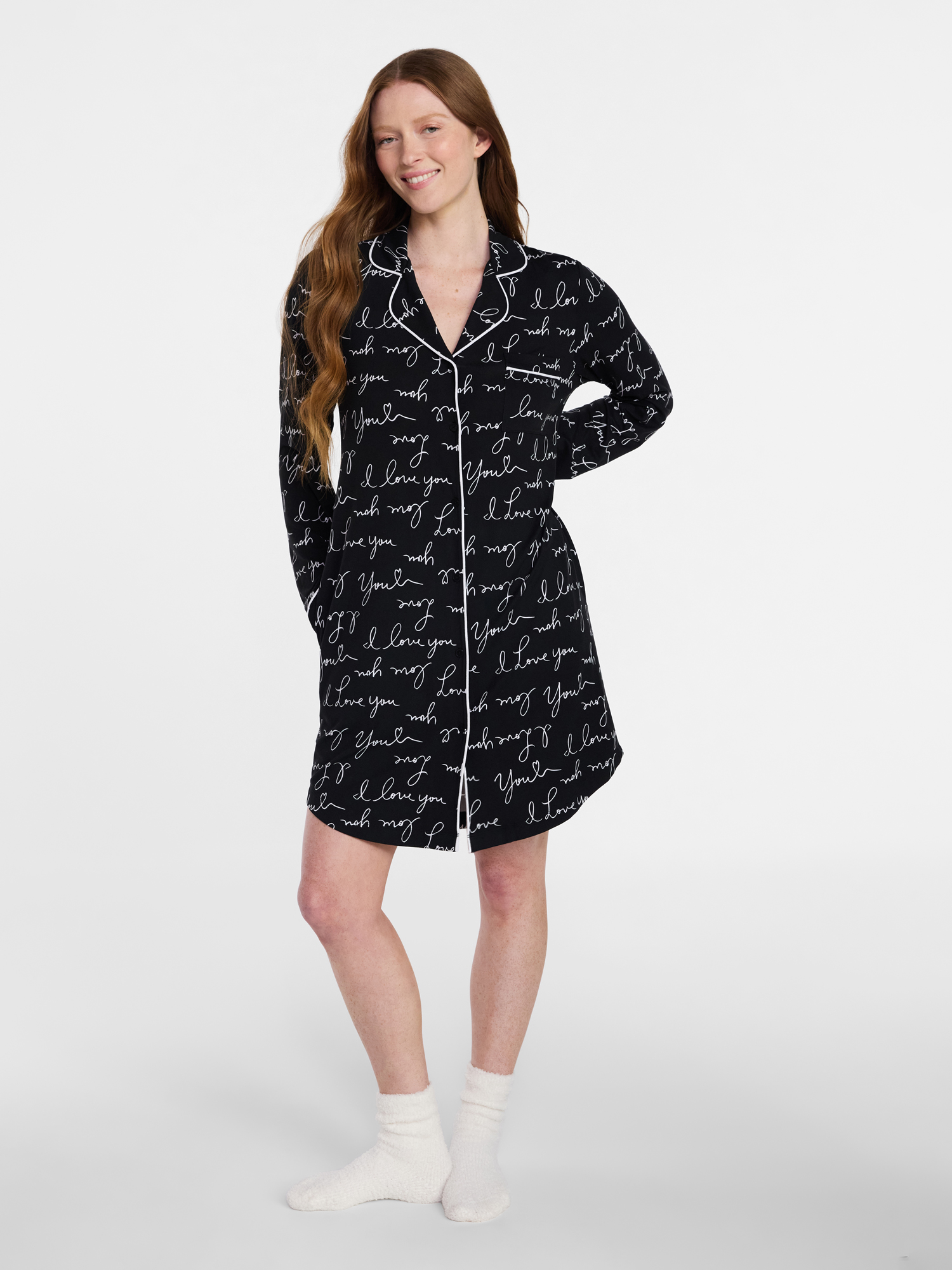 Joyspun Women's Dreamy Soft Collection Long Sleeve Sleepshirt, Sizes S-4X