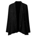 thumbnail image 5 of FYDUU Women's Open Front Sequin Coat Solid Color Irregular Casual Long Sleeve Blazer Coat Fashion Cardigan Jackets Women Outerwear Coats, 5 of 5