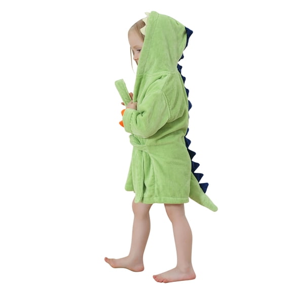 Zwiiyzr 1-6 Years Toddler Boy Girl Cartoon Dinosaur Soft Cotton Bath Towel Baby Beach Towel Bathrobe Hooded Bath Robe Green