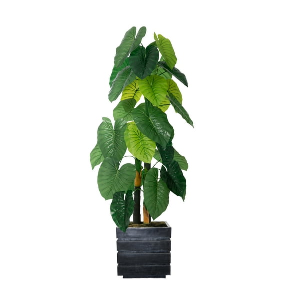 Vintage Home Artificial Faux Real Touch 54" Tall Real Touch Taro Plant And Fiberstone Planter