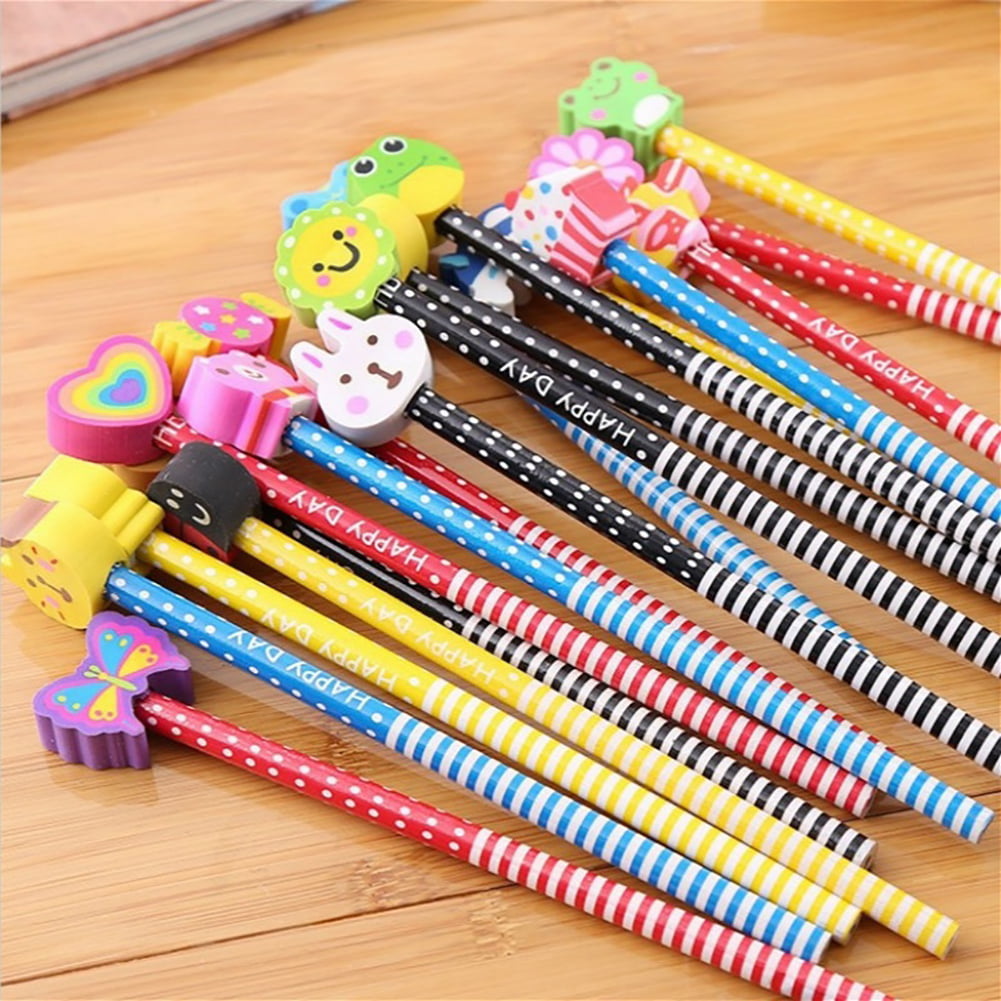 Cute Colored Pencil Rubber Erasers School Student Stationery Supply Kids Gifts 