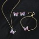 thumbnail image 2 of GMGYQ conjunto de joyería romántica para mujer, pulsera, collar, pendientes, Material de vidrio de mariposa, accesorios de vestido de cena de boda, 2 of 4