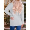 thumbnail image 4 of Women'S 2025 Fall Long Sleeve Cable Knit Sweater Open Front Cardigan Button Loose Outerwear Grey 4XL, 4 of 8