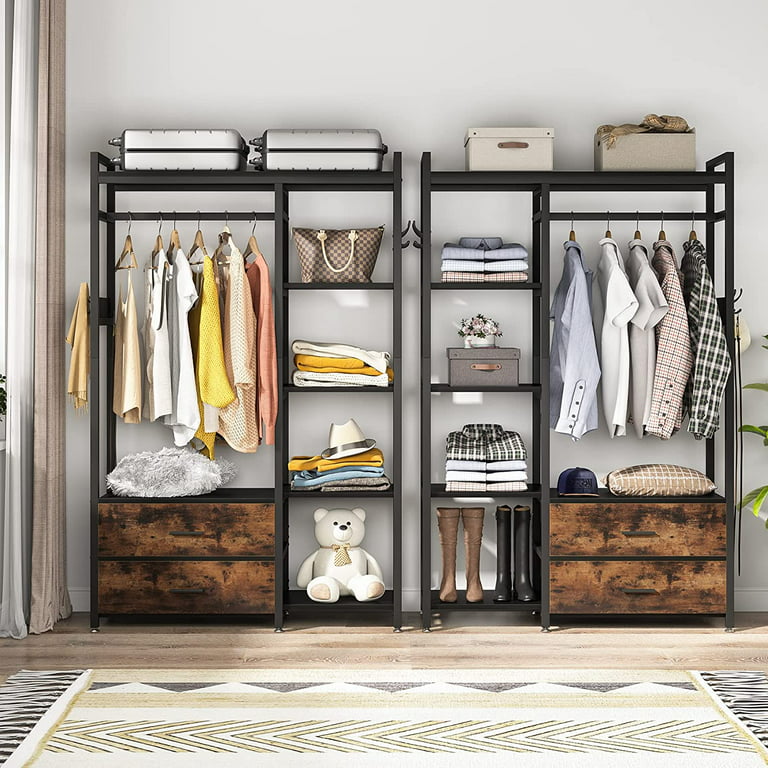 Freestanding Closet Organizer, Clothes Rack with Drawers and