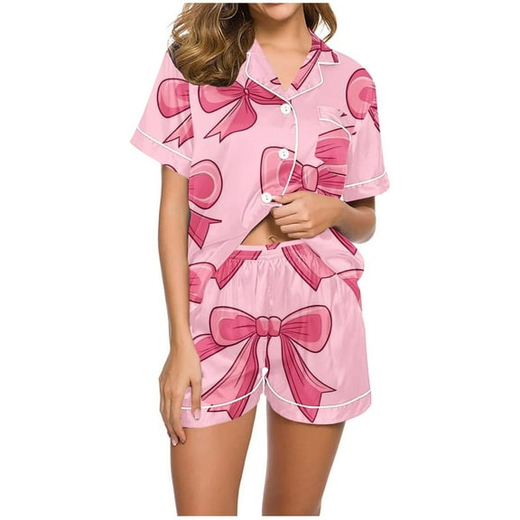 GERsome Womens Pajamas 2 Piece Lounge Set Pjs Button Down Top and Shorts Matching Sets Summer Soft Loungewear S-XXL
