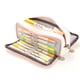 thumbnail image 1 of Estuche para lápices de gran capacidad, bolsa de papelería bonita con múltiples bolsillos y doble apertura para escuela de estudiantes, rejilla pequeña rosa y blanca, 1 of 5