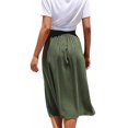 thumbnail image 2 of Hanerdun Womens A-Line Skirts Casual Elastic Waist Midi Skirt with Pockets Green L, 2 of 5