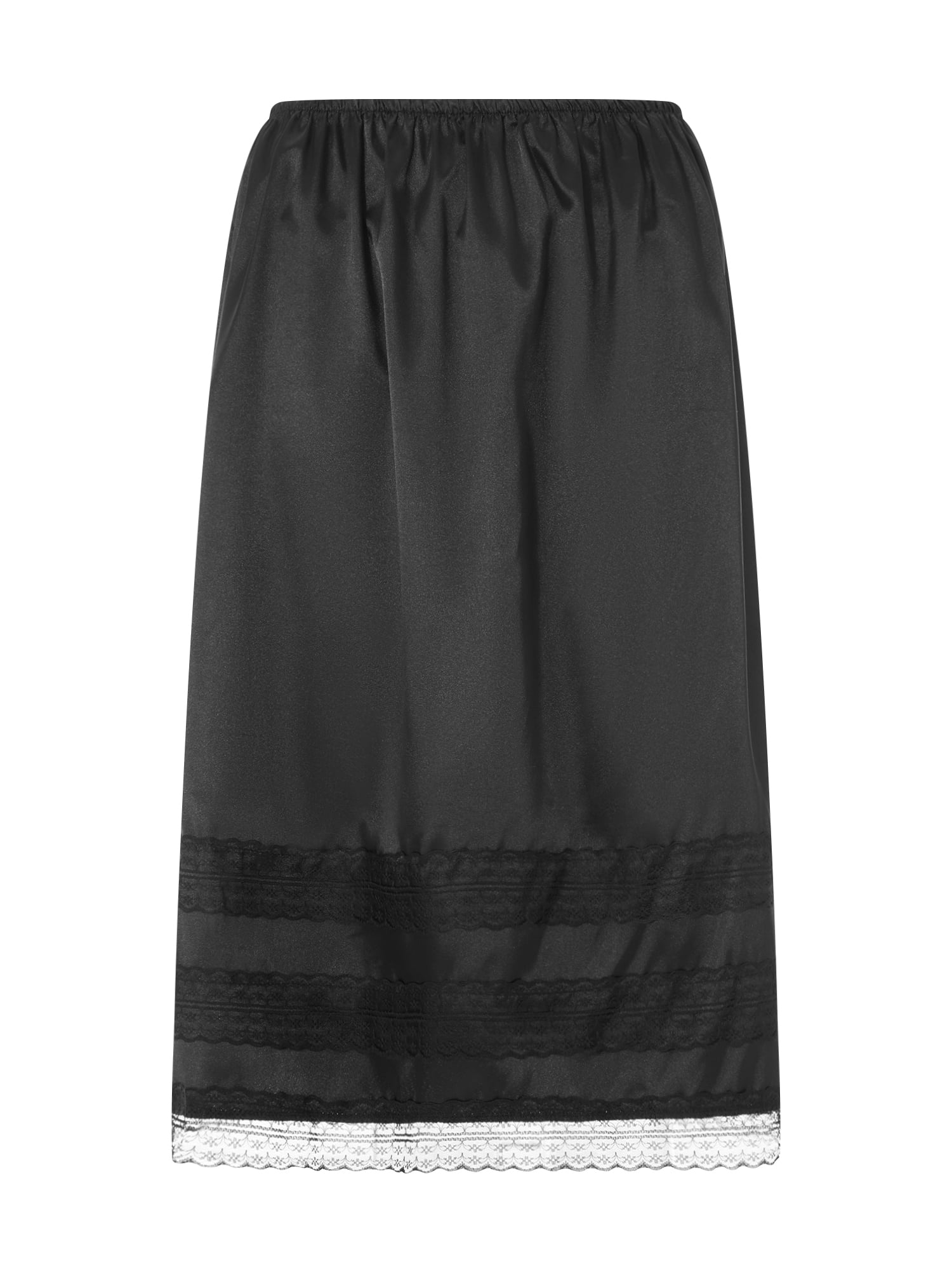 Hnyenmcko Satin Half Slips Skirt for Women Elastic Waist Lace Trim Long ...