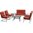 thumbnail image 2 of SOLAURA 7-Piece Patio Furniture Outdoor Metal Conversation Set (2 Spring Chairs, 2 Patio Chairs, Loveseat with Coffee Table and Side Table) - Red, 2 of 7
