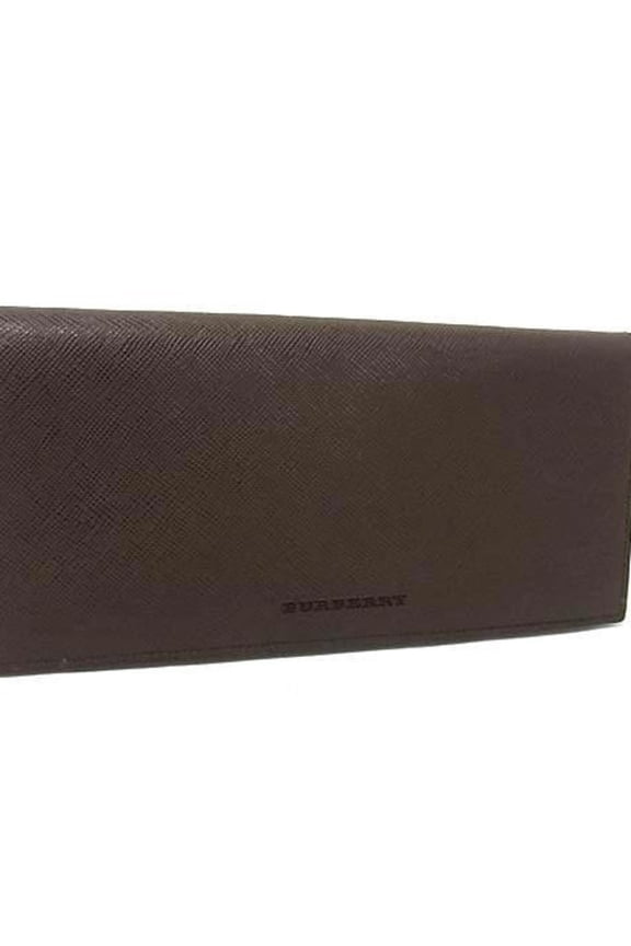 Pre-Owned BURBERRY men's bifold wallet in dark brown leather with Nova Check pattern.