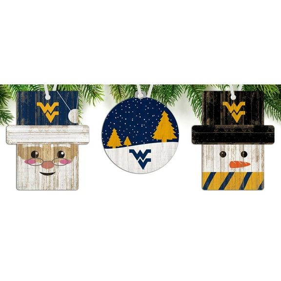 West Virginia Mountaineers 3-Pack Ornament Set