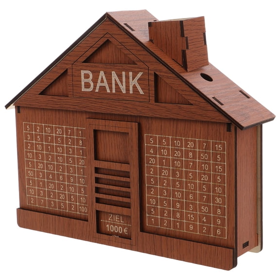 UPGRATOR 1Pack Money Saving Bank Dark Brown House Design Piggy Bank for Kids 11.4x7.7x1.8in